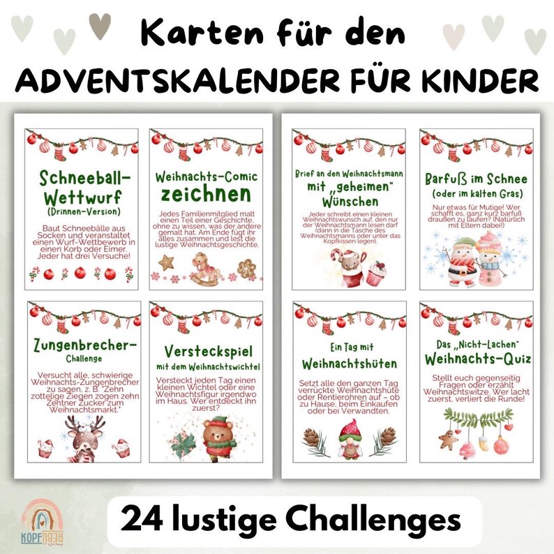 Challenge Adventskalender Täglich 24 lustige Karten für den