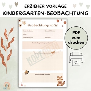 Beobachtungsbogen für Kindergarten | Erzieher l Kita PDF |