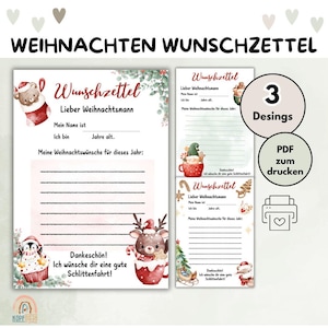 Vorlage für Weihnachten / Wunschzettel für den Weihnachtsmann