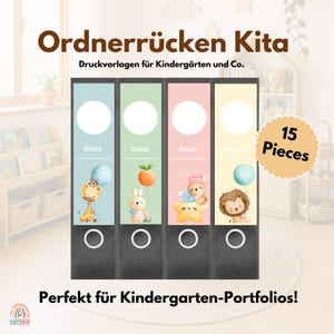 Kleuterportfolio-ruglabels | Labels voor mappen | Sjablonen voor leerkrachten en gastouders | Kinderdagverblijf