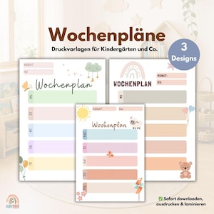 Kindergarten weekly schedule for educators | 3 pieces