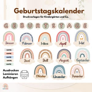 Birthday calendar template for daycare/kindergarten | Printable version