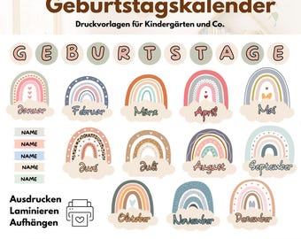 Plantilla de calendario de cumpleaños para guardería/jardín de infancia | Versión imprimible