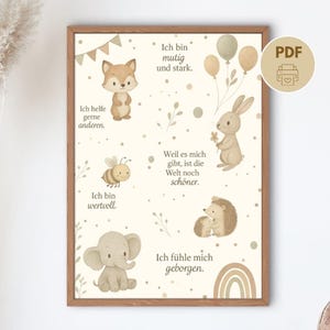 Carteles de afirmación para niños | Póster PDF A4 / A3 |  |  Ánimo y creencias positivas | Decoración de pared habitación infantil | Montessori