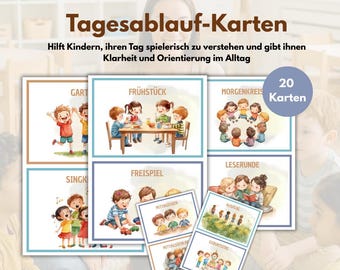 Kindergarten-Tagesplan-Karten| Tagesablauf | PDF Vorlage | Kita | Erzieher| Routine-Karten |