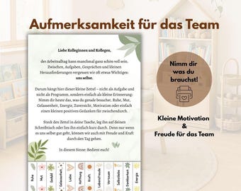 Botschaft / Aufmerksamkeit für das Team | Kindergarten | Aushang | Kita | Erzieher Druckvorlagen