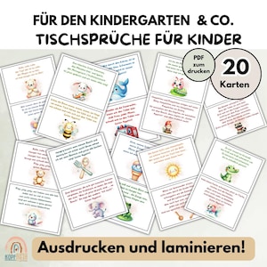20 TISCHSPRÜCHE-Karten für Kinder . Für Familien oder Kindergarten | PDF |