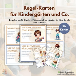 Reglas del jardín de infancia | Tarjetas de reglas | Plantilla PDF | Guardería | Educadores | Reglas