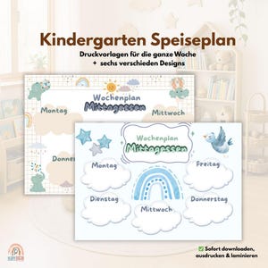 Kindergarten Menu PDF Template | Weekly Menu | Meal Plan | Daycare