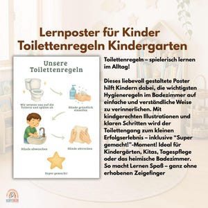 Toilet rules for kindergarten | Learning poster for children | Daycare PDF | Templates | Rules
