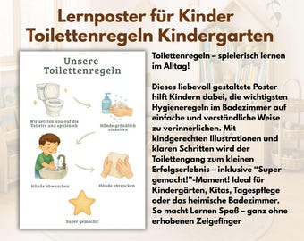 Toilet rules for kindergarten | Learning poster for children | Daycare PDF | Templates | Rules