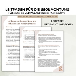 Kindergarten Observation Guidelines + Observation Sheet | PDF Template | Daycare | Educator