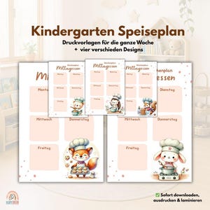 Kindergarten Speiseplan PDF Vorlage |  Wochenplan | Essensplan | Kita