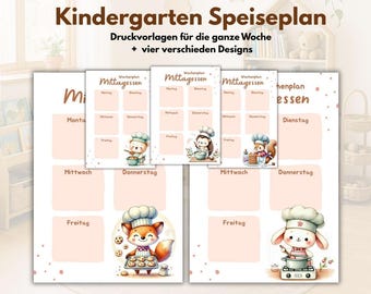Kindergarten Menu PDF Template | Weekly Plan | Meal Plan | Daycare