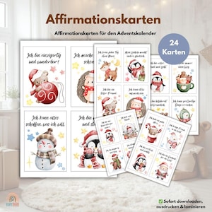 Advent Calendar | 24 Affirmation Cards for Children's Advent Calendars. For Families or Kindergartens | PDF |