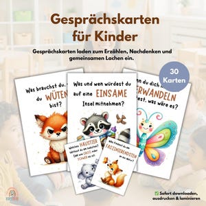 30 Gesprächskarten für Kinder zum Ausdrucken | PDF Download |Reflexionskarten | Kommunikationskarten | Ideen für Familien | Familie
