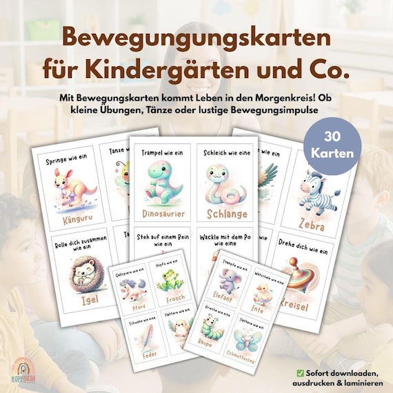 24 Bewegungskarten für Kinder . Für Familien oder Kindergarten | PDF |