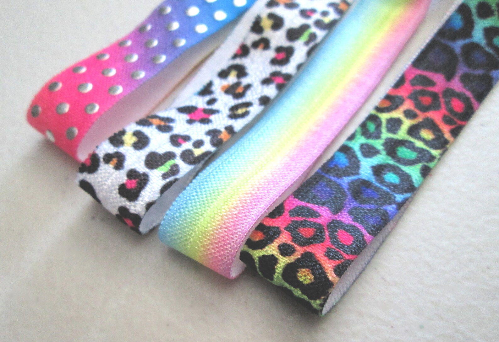 Rainbow Hair Ties Leopard Print Hair Ties Set of 4 Hair Etsy