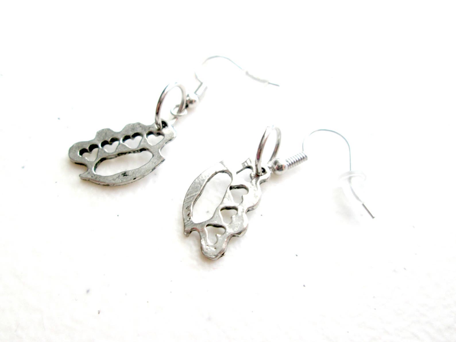 Brass Knuckle Earrings Brass Knuckle Dangle Earrings Fighter Etsy