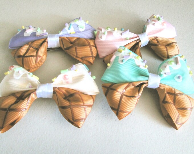 Ice Cream Hair Bow Ice Cream Bow Ice Cream Cone Hair Bow Etsy