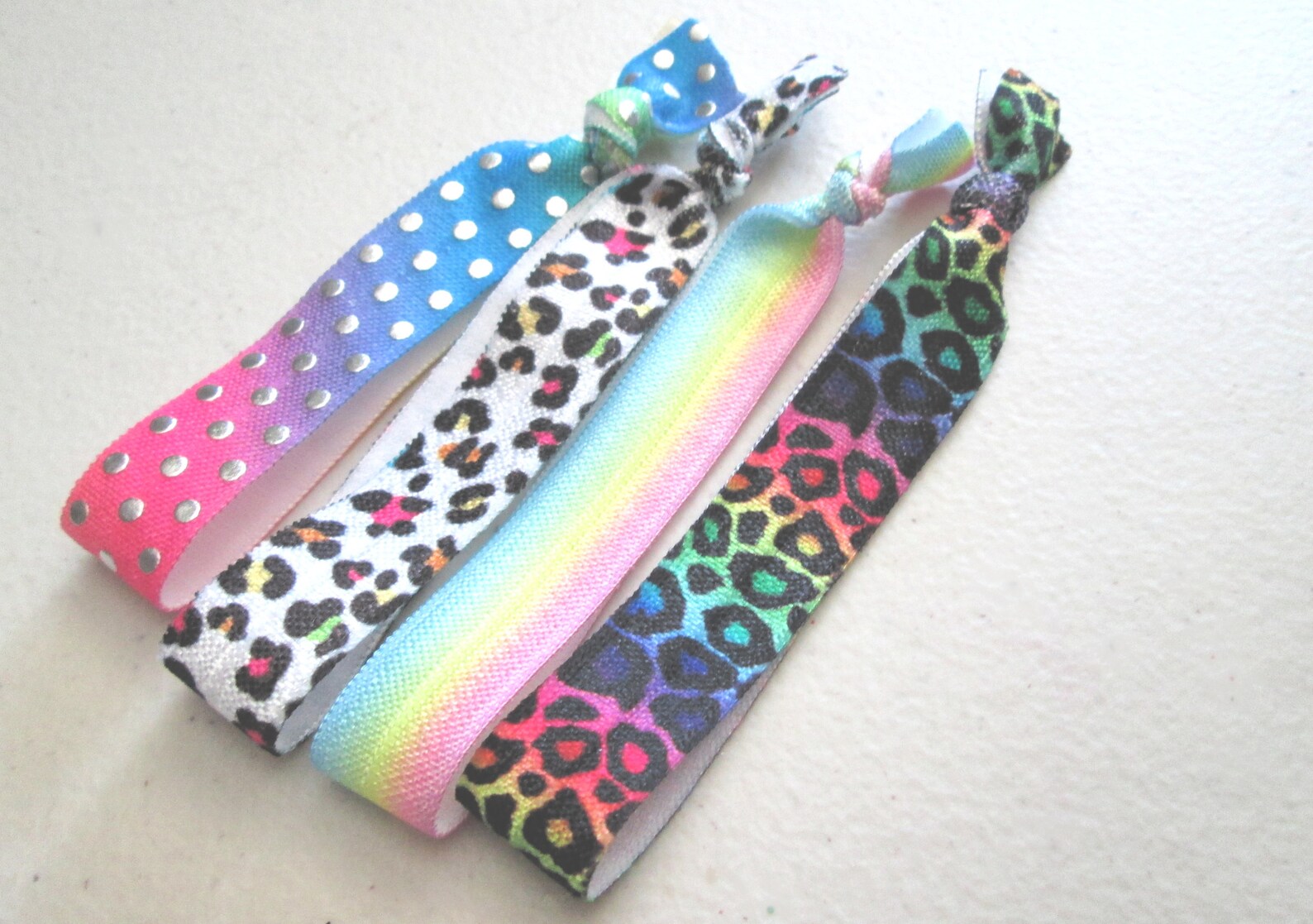 Rainbow Hair Ties Leopard Print Hair Ties Set of 4 Hair Etsy