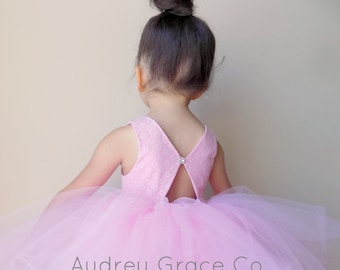 Baby Toddler Pink Tulle Dress, Girls Tutu Dress, Pink Lace Girls Dress, Pink Tutu Tulle Dress,  Pink Birthday Dress, Pink Flower Girl