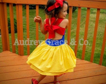 Girls Snow White Costume, Girls Princess Halloween Costume, Fancy Princess Dress, Girl Birthday Party Dress, Princess Play Dress, Baby Dress