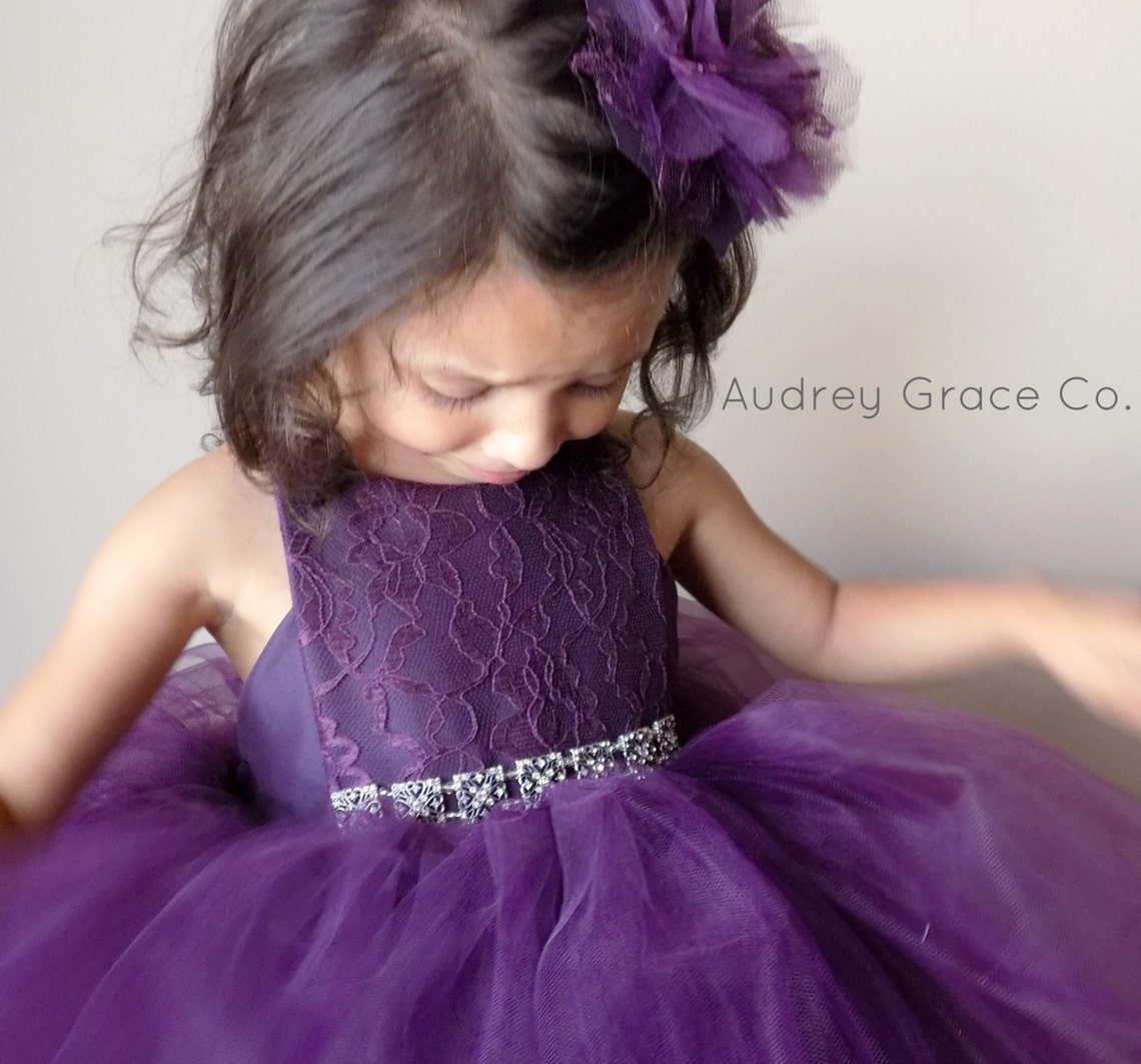 Tulle Eggplant Flower Girl Dress Dark Purple Vintage Inspired Etsy