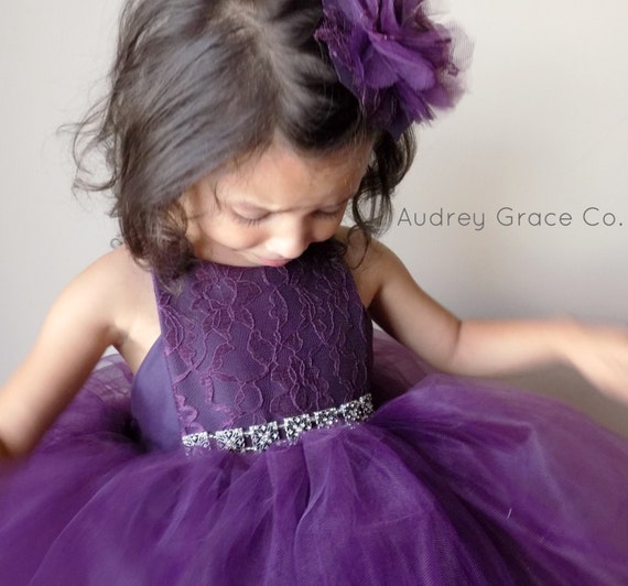 Purple Flower Girl Dress Plum Tutu Dress Eggplant Tulle Dress Flower Girl  Wedding All Colors, All Sizes 