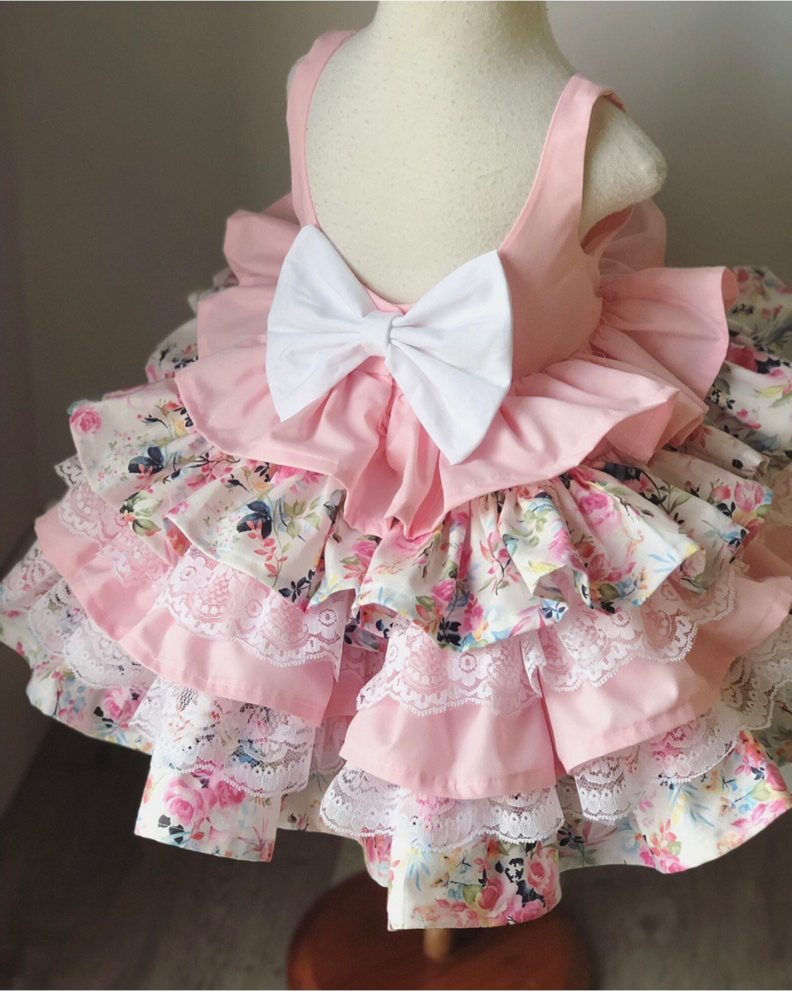 Girls Pink Ruffle Dress Toddler Floral Party Dress Baby | Etsy
