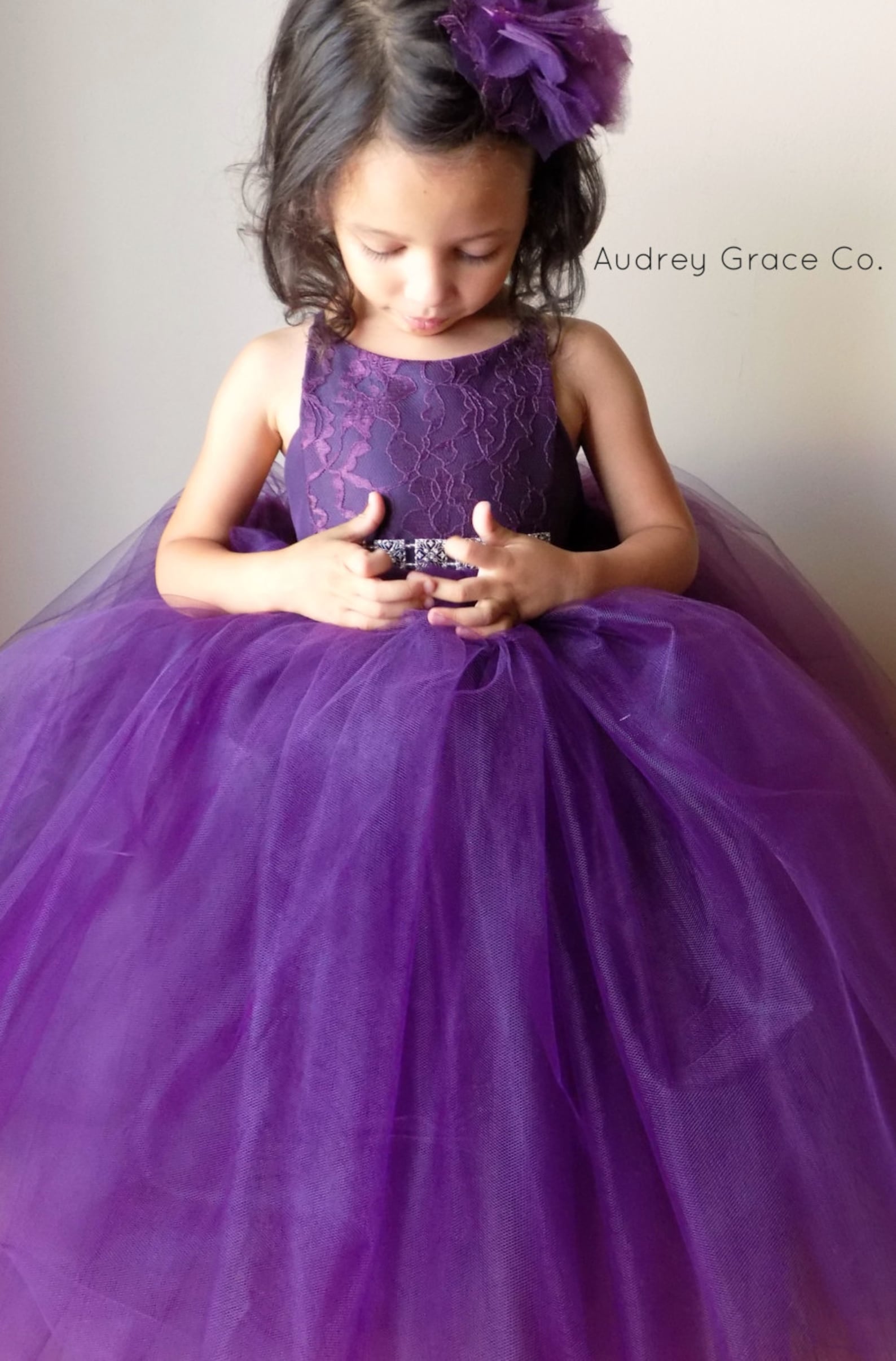 Tulle Eggplant Flower Girl Dress Dark Purple Vintage Inspired Etsy