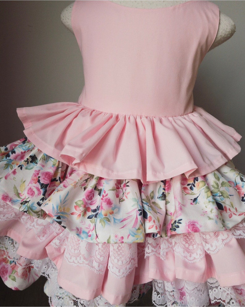 Girls Pink Ruffle Dress Toddler Floral Party Dress Baby Etsy