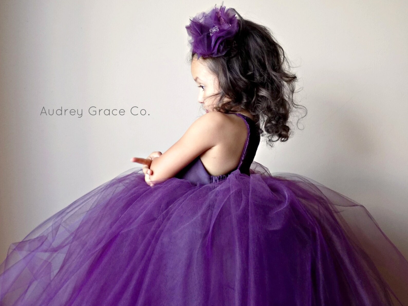 Tulle Eggplant Flower Girl Dress Dark Purple Vintage Inspired Etsy