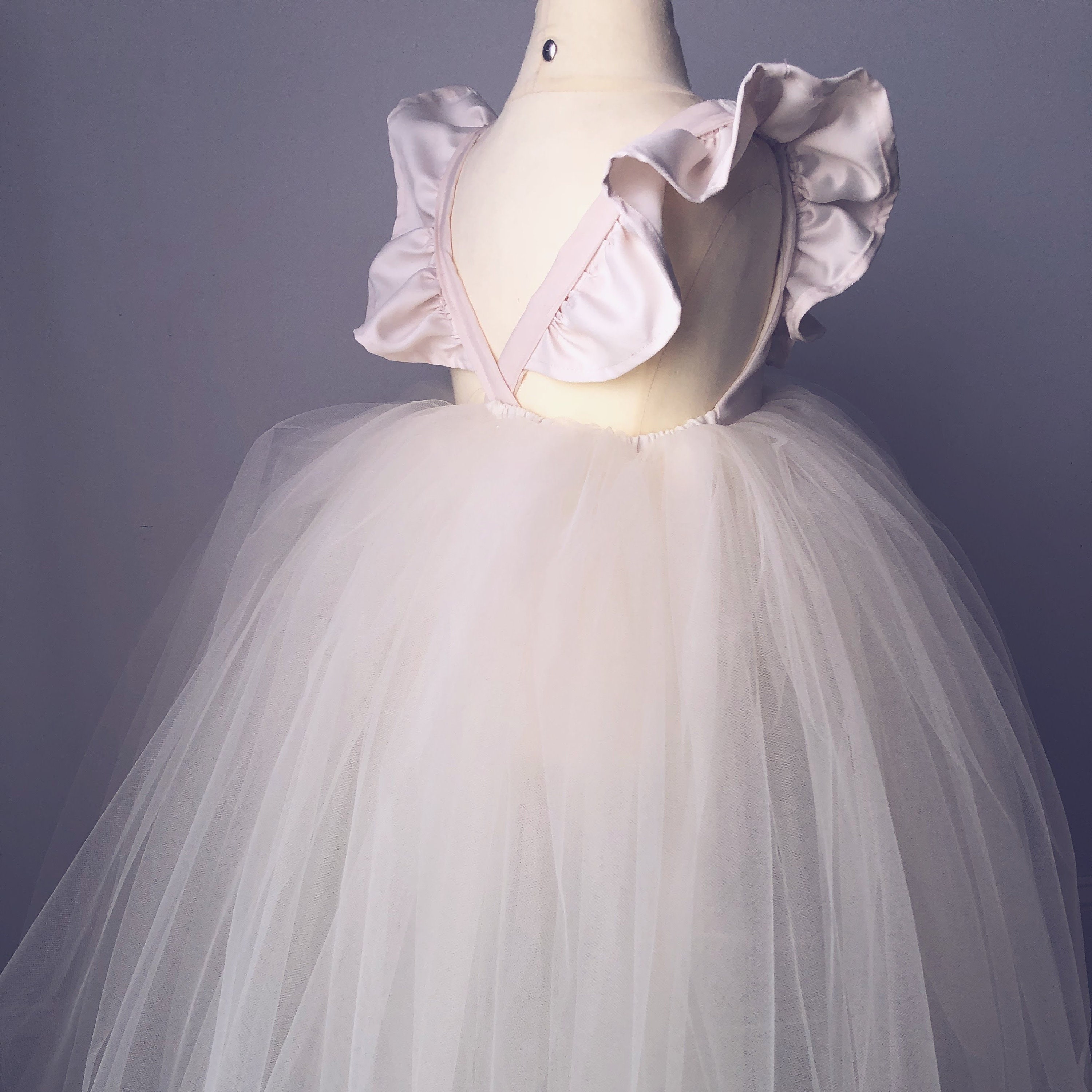 Ivory Tulle Lace Flower Girl Dresses With Satin Flowers, Lovely Cute Tutu Dresses, FG019