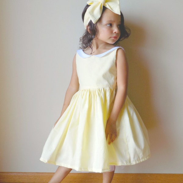 Light Yellow Girls Easter Dress, Pastel Yellow Girls Dress, Girls Vintage Inspired Dress, Baby Light Blue Dress, Toddler Light Pink Dress