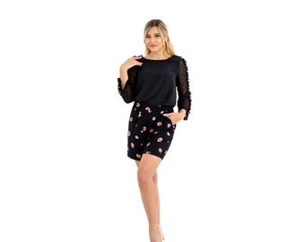 Camisa negra para mujer: ropa de oficina, blusa informal para todos los días, blusa versátil para trabajar o salir.