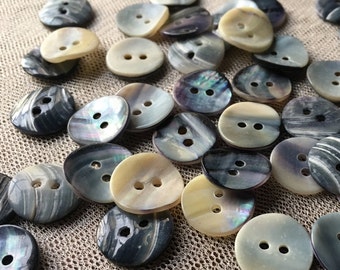 10 BLue Mussel Mother of Pearl Buttons 24L about 15mm for Knitting, Jewelry, Garments, Crafts BU 92