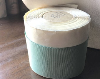 Aqua Vintage Grosgrain Ribbon made in USA for Regency Bonnets, Millinery, Bridal Sashes, Couture