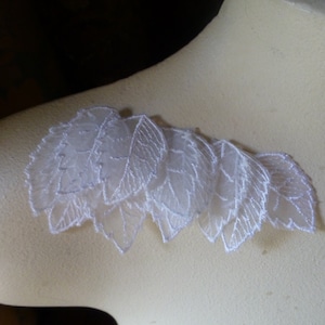 12 White Leaf Appliques Smaller  in Organza for Bridal, Garments, Costumes ORG leaf A small