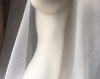 2.5 YDS. Ivory French Silk Tulle Illusion 180cm wide for Bridal Veils, Capes, Gowns, Garments
