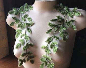 GREEN Leaves Vine Applique PAIR for Lyrical Dance, Garments,  Costume Design, Cosplay  PR 336