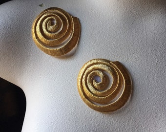 2 Gold Appliques Spiral Metallic for Lyrical Dance, Ballet, Costumes, Headbands, Garments IRON 15 large