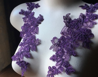 3d Sequin Lace Applique Lace Applique Bling Dancing Costume Lace Applique Purple A190-a Purple Sequins Lace Applique Shiny Lace Applique