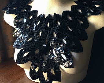BLACK Applique with Sequins for Lyrical Dance, Ballet, Garments, GRAD, Applique, Costumes BLA 112