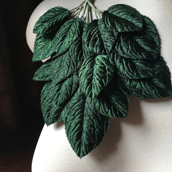 NEW Leaves DK. GREEN Velvet Leaves for Bridal, Boutonierres, Bouquets, Millinery Ml 155