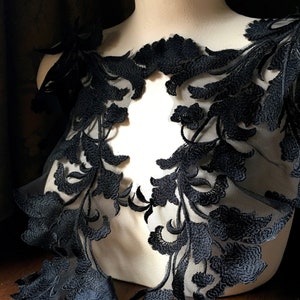 Schwarze Spitze Applikation # 4: Floral Illusion Tüll, 26 &quot;lang PR 330-4
