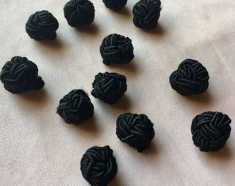 10 Buttons Chinese Cord  in Black for Garments, Jewelry or Costume Design
