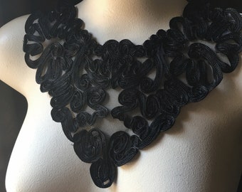 Black Lace Applique for Jewelry or Costume Design, Altered Couture BLA 477