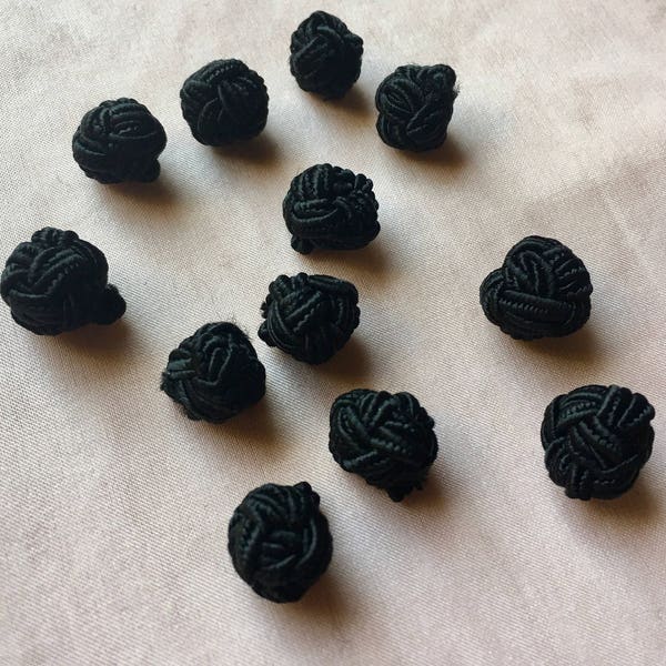 10 Buttons Chinese Cord  in Black for Garments, Jewelry or Costume Design