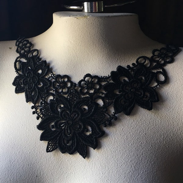 Black Applique Venice Lace Trim for Lyrical Dance, Costumes, Garments,  Jewelry Design SBLA 401